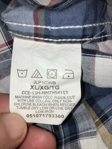 Wrangler Jean Co Premium Quality XL Pearl Snap Button Down Blue Plaid - Picture 5 of 7