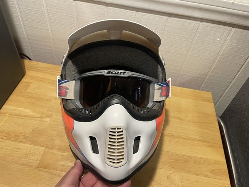 Vintage Bell Moto 4 Helmet Troy Lee Design White / Orange / Blue 7 1/2 60 size - Bild 5 von 11