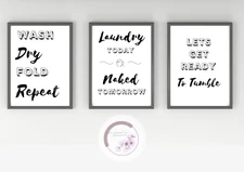 Laundry Room Wall Prints (Black)- Printable Digital Download PDF