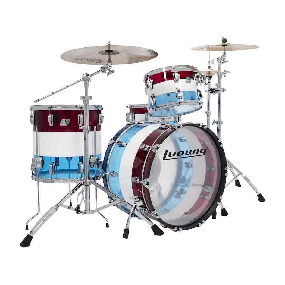 Ludwig Vistalite 3pc Pro Beat Drum Set 50th Anniversary Red White