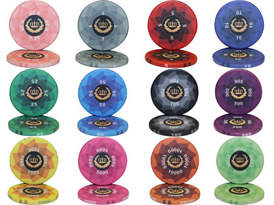 MRC 1000pcs 10G LAUREL CROWN CERAMIC POKER CHIPS BULK - Choose Denominations 
