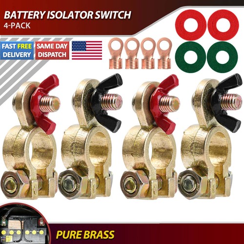 For Marine Car Boat Brass Terminal Positive Negative Clamps Connectors Battery.