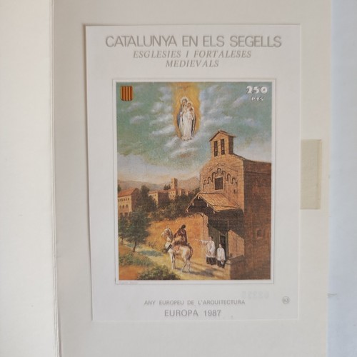 Hoja bloque ”Catalunya en els Segells” - Europa 1987 Esglésies i Fortaleses - Imagen 2 de 3