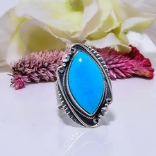 Natural MagnesiteTurquoise Gemstone 925 Sterling Silver Ring Jewelry Gift.