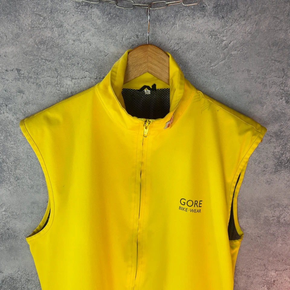 GORE Bike Wear Windstopper Vest Yellow Cycling Gilet L Windproof - Image 2 of 4