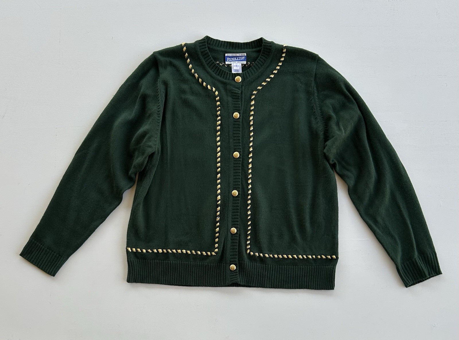 Pendleton Acrylic Wool Green Button Up Cardigan S… - image 1
