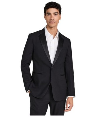 Tailor Square Mens Slim fit Suit Jacket Blazer 40 S Black Solid