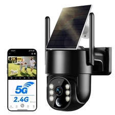 Solar Camera Outdoor Wireless, 2K Solar Security Cameras Wireless Outdoor, Ba...