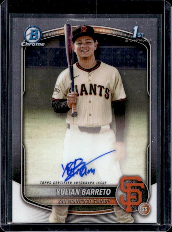 2025 Bowman Chrome Yulian Barreto Auto Autograph 1st Prospect #CPA-YU Giants