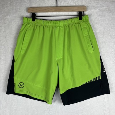Virus Origin Shorts Mens Large Green Black 8'' Stretch Performance Gym Running