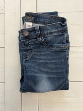 Justice Girls/Juniors Sz 10 Medium Blue Wash Denim Jeans w/ Heart Button Zip Fly