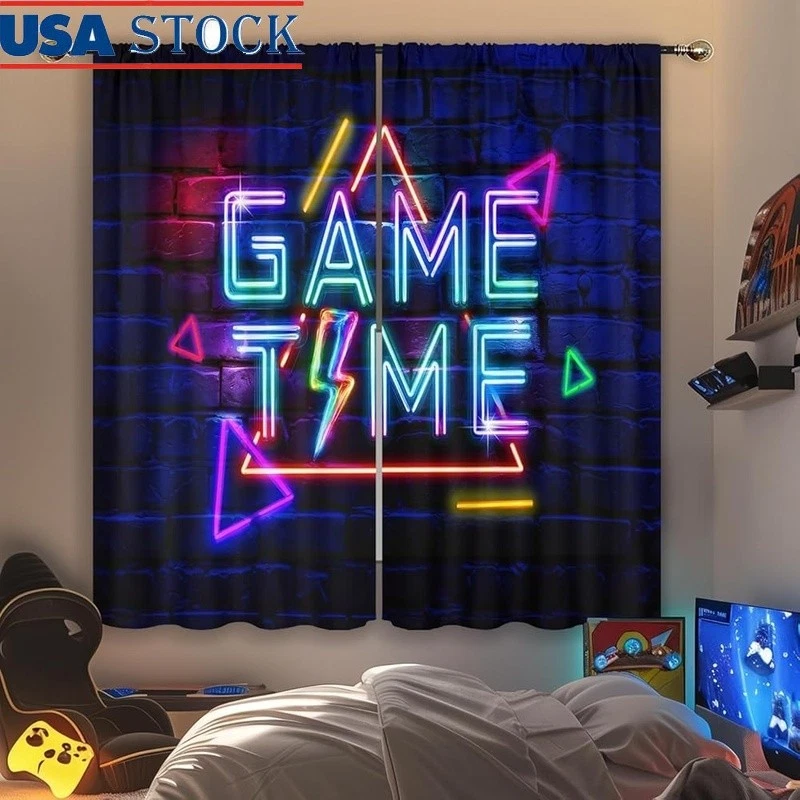 Gaming Curtains Boys Room High Quality Print Kids Room Decor Light Blocking New