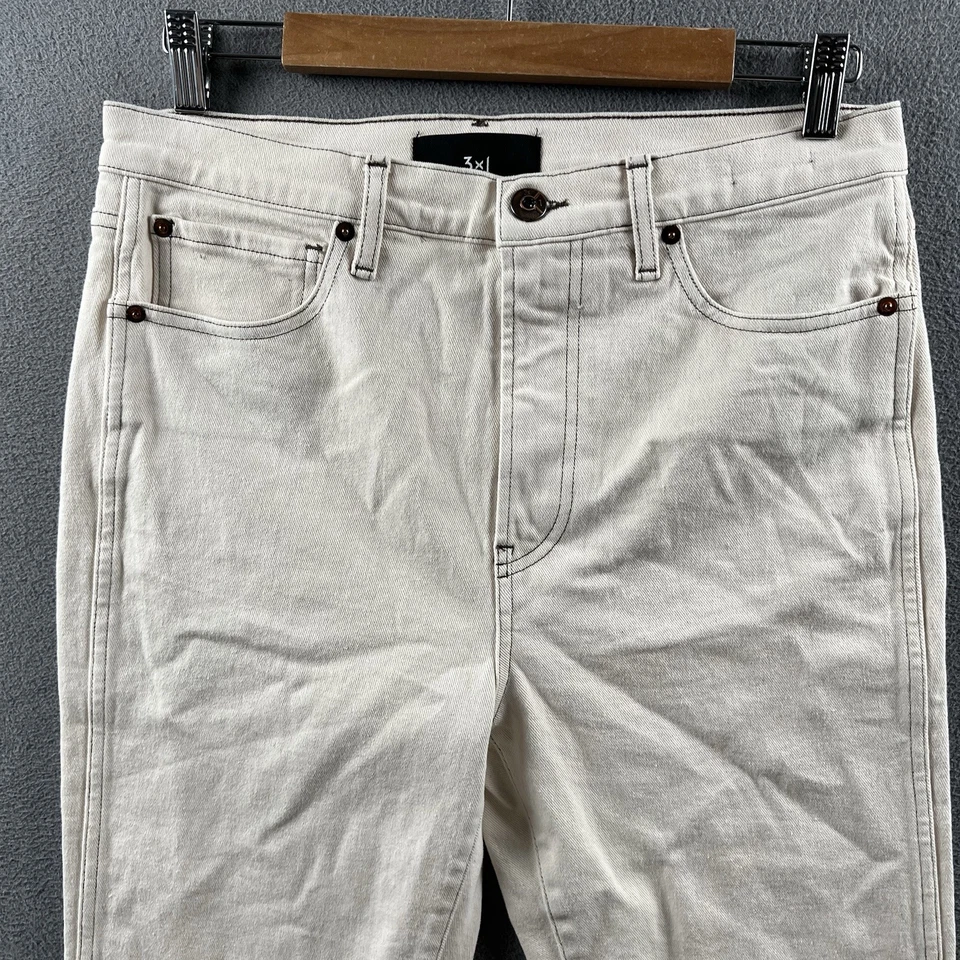 3x1 NYC Jeans Women’s Size 31 Ivory Chalk Denim 31x32 Straight Leg Made In Italy - Image 2 of 4