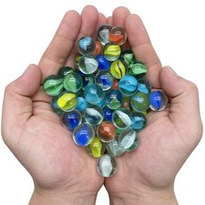 60 Pieces Glass Marbles for Marble Games, 0.63 inch, 6 Colors.