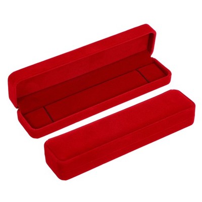2pcs Velvet Necklace Box, Long Slit Jewelry Holder, Bright Red