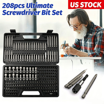 208Pcs Screwdriver Set Slotted Phillips Multi-function Household Hardware Repair