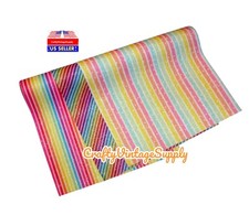 3pcs candy rainbow glitter stripes faux leather fabric sheet for crafting