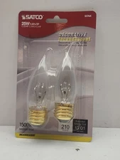 Satco Products S3764 120-Volt 25W Medium Base Clear Light Bulb 2 in pack 👍