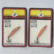 Jig-A-Whopper Ice Fishing  2 ct,  1/4 oz,  Fluorescent Orange/Gold free shipping