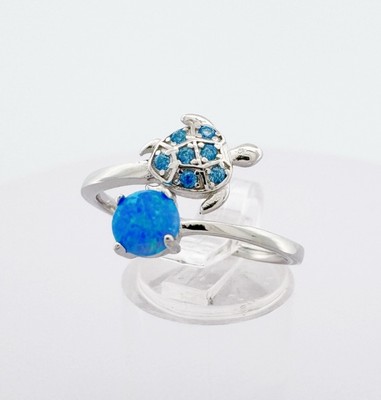 Opal Meeresschildkröte Ring verstellbar Einheitsgröße Sealife echt 925 Sterling Silber  