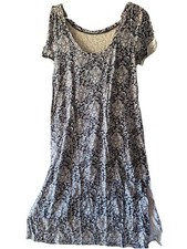 Ann Taylor Loft Day Dress Womens L  Front Blue Paisley Design Sleeveless Gown