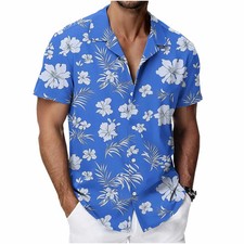 Men Big Men Hawaiian Shirt Tropical Flower Print Short Sleeve Beach Summer