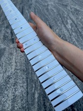 stainless 22Frets DIY White gloss Maple electric guitar neck Left hand Bone nut