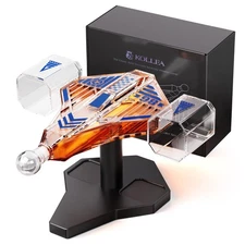 Kollea Galaxy Blue Spaceship Whiskey Decanter Sets for Men, Spacecraft Limite...