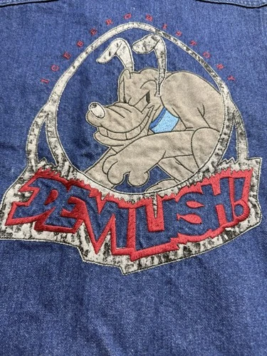 Vintage Iceberg History Men's 3XL Blue DENIM Disney  Pluto Devilish Jacket image 4