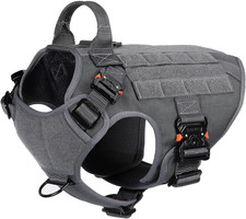 Tactical Dog Harness for Medium Dogs,Full Metal Buckles Dog Vest  with MOLLE, R