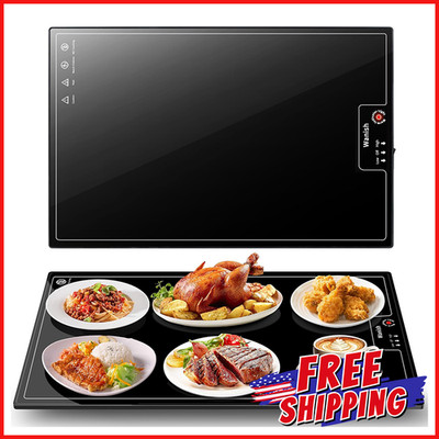 ELECTRIC FOOD WARMING TRAY Adjustable Temperature Glass Heating Warmer Control