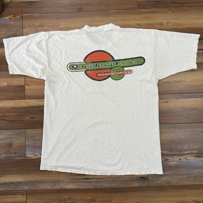 Vintage White 90 s Quicksilver Surf Distressed Tee Shirt