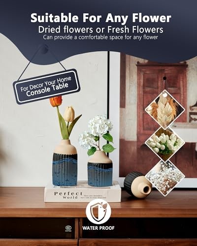 Knospe Blumenvase 3er Set - moderne Boho ästhetische Keramik Deko - schwarz - Bild 5 von 6