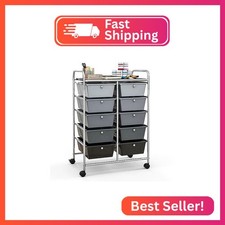 Giantex 10 Drawers Rolling Cart, Classroom Organizers, Storage Cart with Wheels,