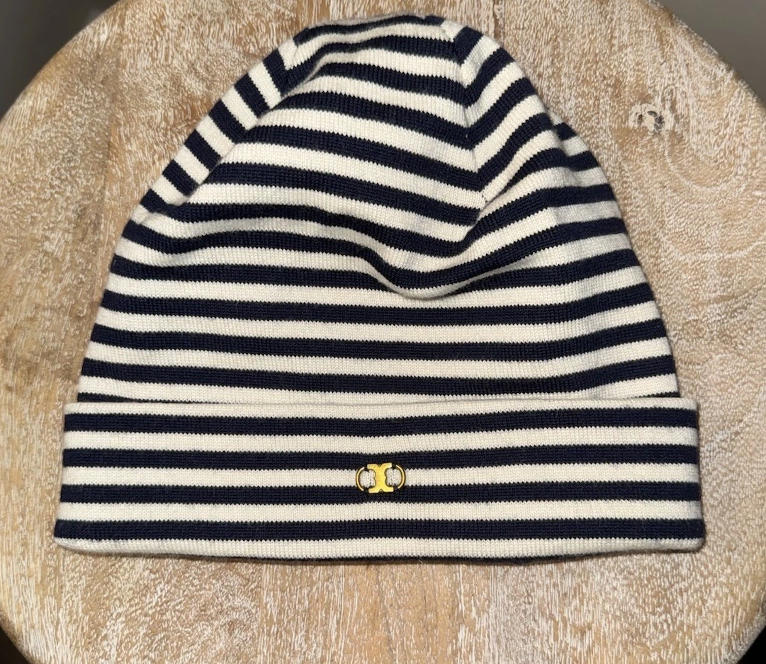 Tory Burch‎ Merino Wool Beanie Hat and Mittens Set Sport Fair Isle Navy Tory Burch Beanie Hats for Women for sale - eBay main image 2