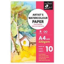 Little Birdie Artist's Watercolour A4 Paper 220gsm-10 Sheets - CR94613