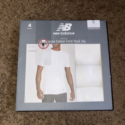 New Balance Premium Cotton Crew Neck Short Sleeve Tee Size Medium 4 Pack White