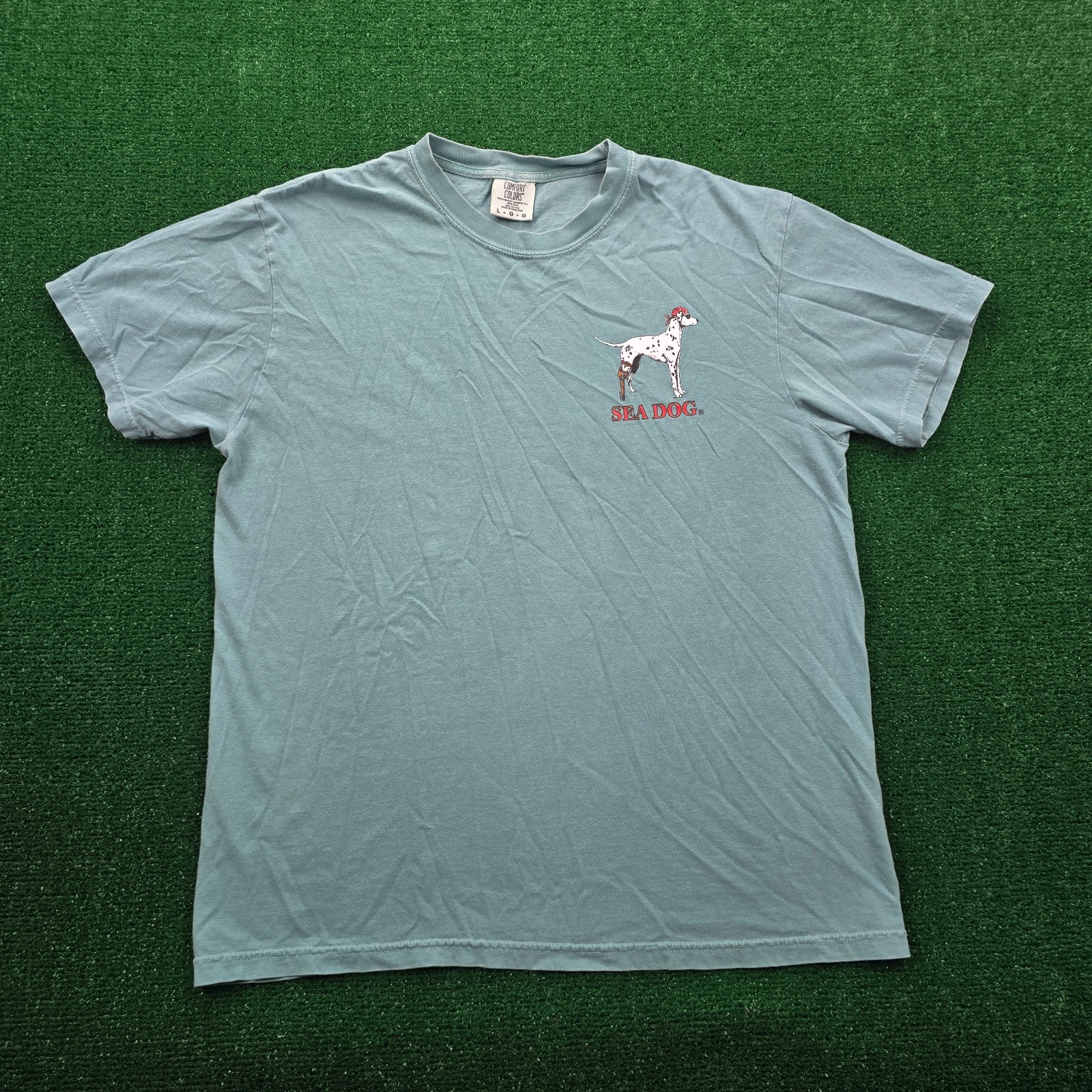 Sea Dog Tshirt Mens Large Green The Ocean Is Calling Aruba Dutch Caribbean