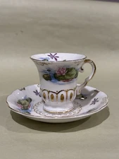 Vintage Porcelain Tea Cup and Saucer Occupied Japan Hand Painted Floral Design