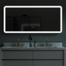 LED Lighted Bathroom Mirror with Dimmer Anti-Fog White