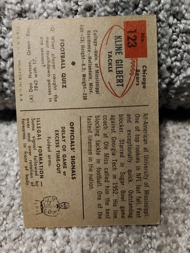 1954 Bowman #123 Kline Gilbert - Picture 2 of 4