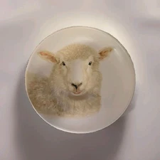 222 Fifth Farm Animal Lamb Sheep 8” Porcelain Salad Plate Cottage Farmhouse Chic