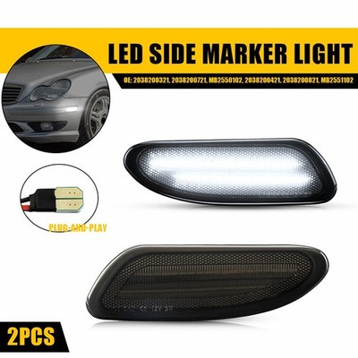 Front Bumper LED Side Markers Smoked For Mercedes W203 C240 2001-2005 White EXD