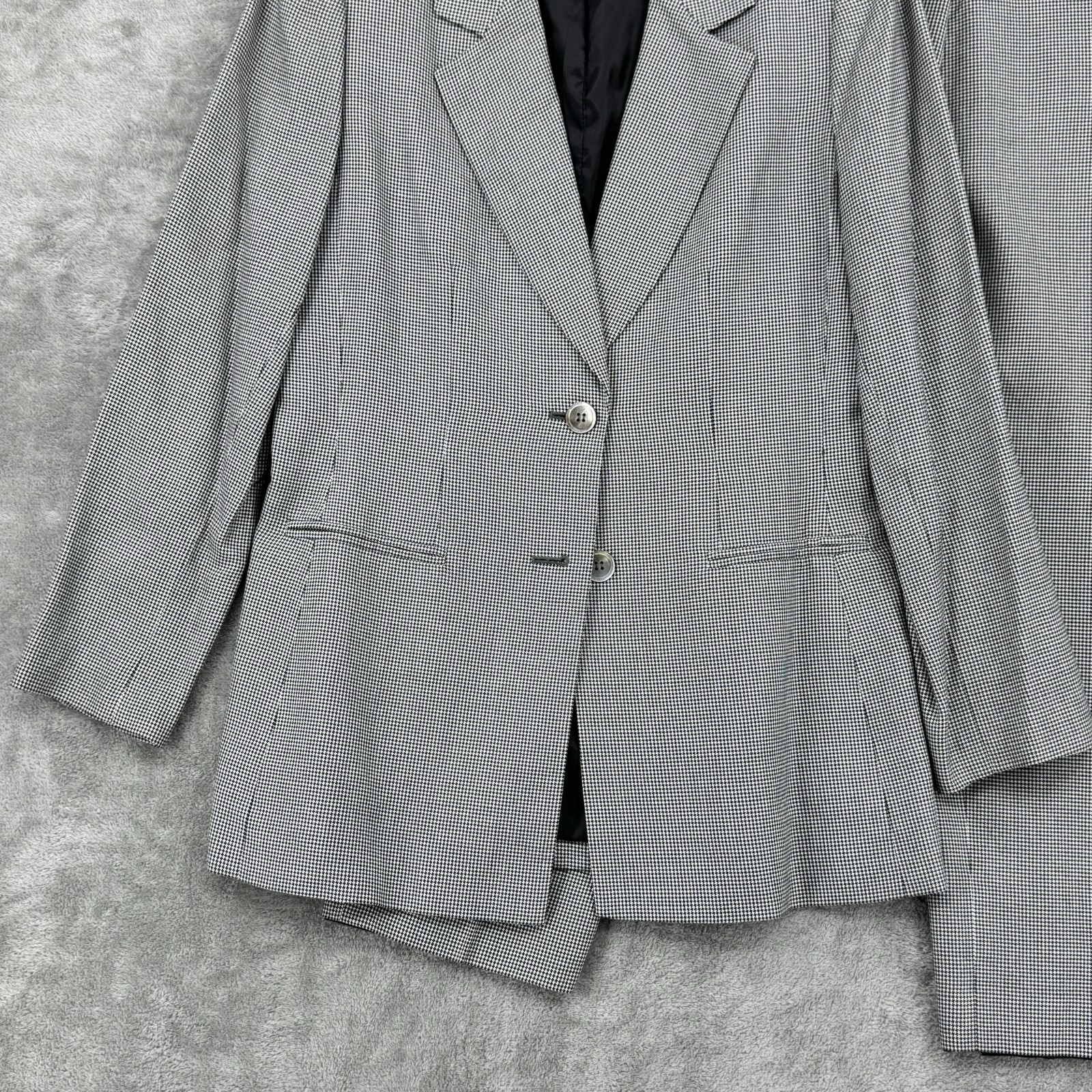 Le Suit Pant Suit 8 Houndstooth Pleated Blazer Preppy Career Office Academia