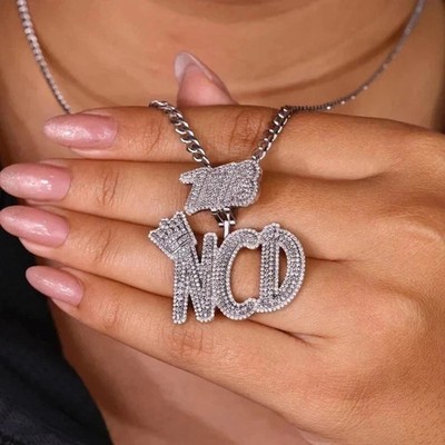2Ct Round Cut Real Moissanite Custom Letter Pendant 14K White Gold Plated Silver