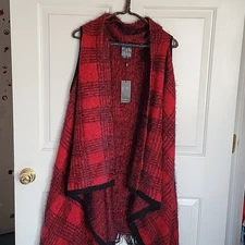 Beautiful red and black shawl by Vertigo, size large. NWT.