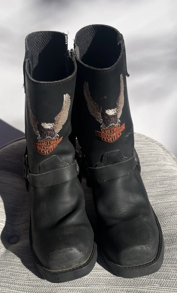 Botas de moto Harley Davidson juveniles talla 2 y guantes pequeños sin dedos Foto 2 de 4