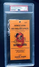 TOM BRADY NFL DEBUT 11/23/2000 Patriots Lions SIDELINE PASS PSA EX-MT 6 POP 1 !!