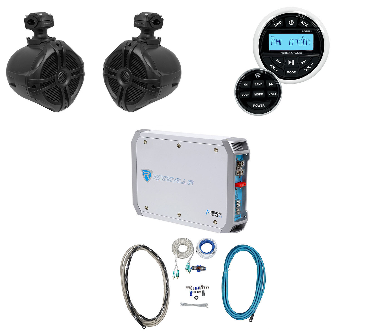 Морской Bluetooth-приемник Rockville RGHR2 Пульт дистанционного управления 65 вейкбордов Усилитель Провода 61090₽