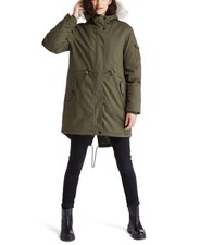 Timberland Womens Mt Kelsey Sherpa-lined Hooded Parka Size:x-large,dark Green